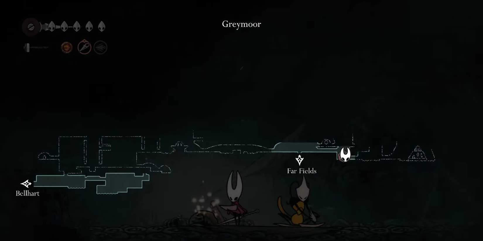 Shakra's lonely spot on the Greymoor map, east of the Far Fields entrance