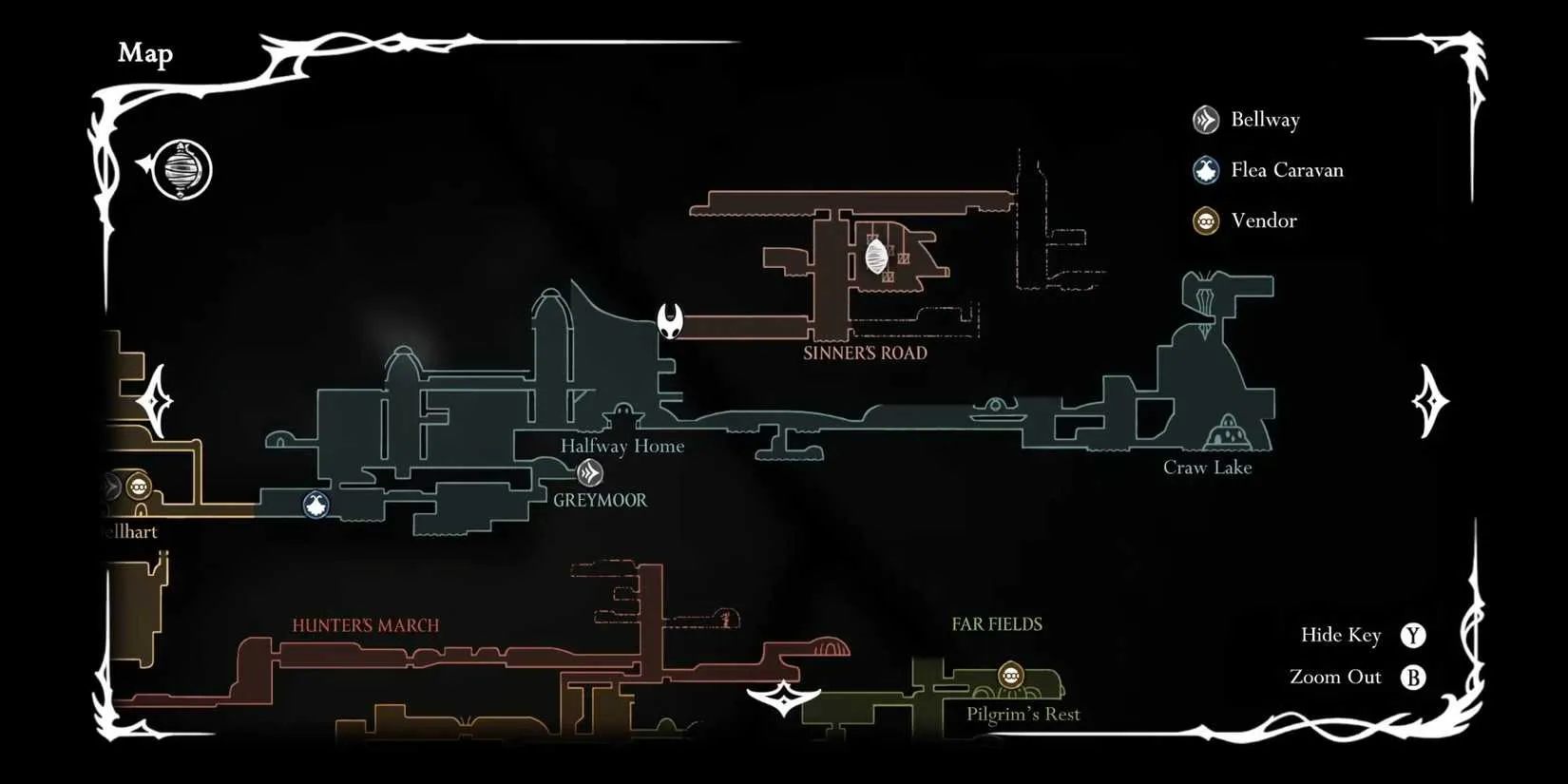 Shakra's benchside location on the Sinner's Road map