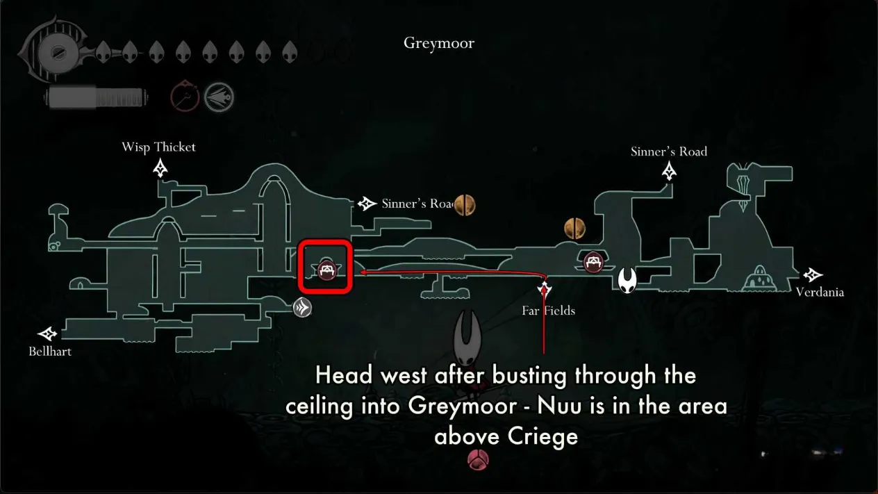 Location of Nuu on the Greymoor map