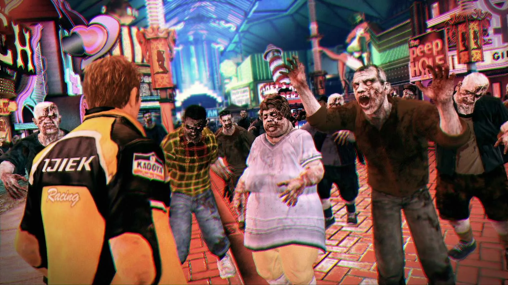 Chuck Greene demolishing zombies with a combo weapon in Dead Rising 2