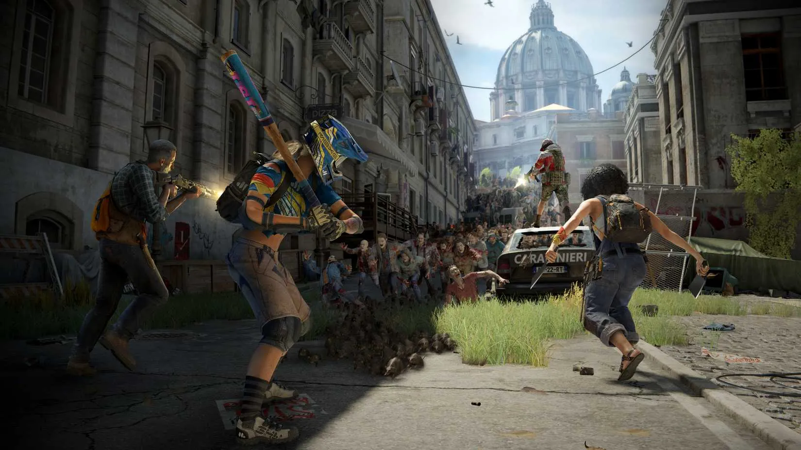 A massive horde of Zeke swarming a wall in World War Z