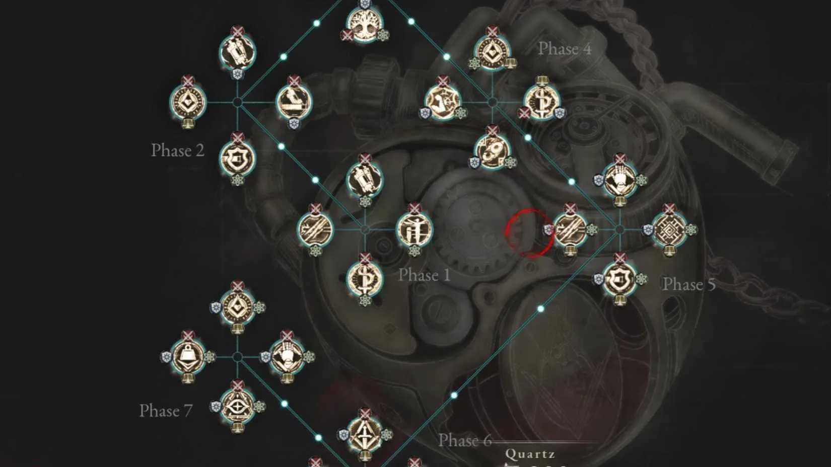 The full seven-phase P-Organ skill tree with all skills unlocked