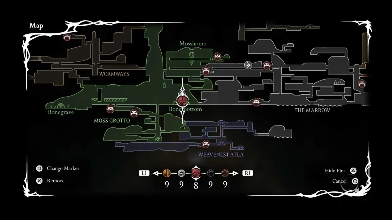 Overview of vendor locations in Hollow Knight: Silksong