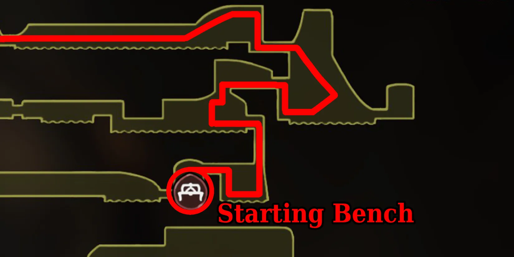 Map highlighting the best runback path to Graol in Silksong