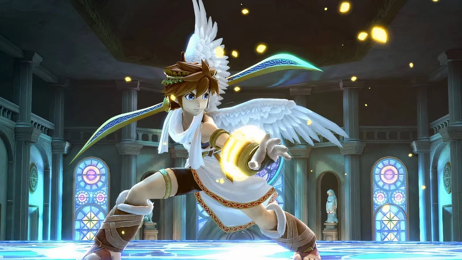 Pit charging into battle in Super Smash Bros. Ultimate