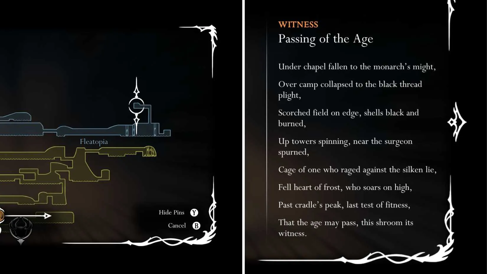 A tablet with a mushroom poem, marking the start of the Passing of the Age sidequest