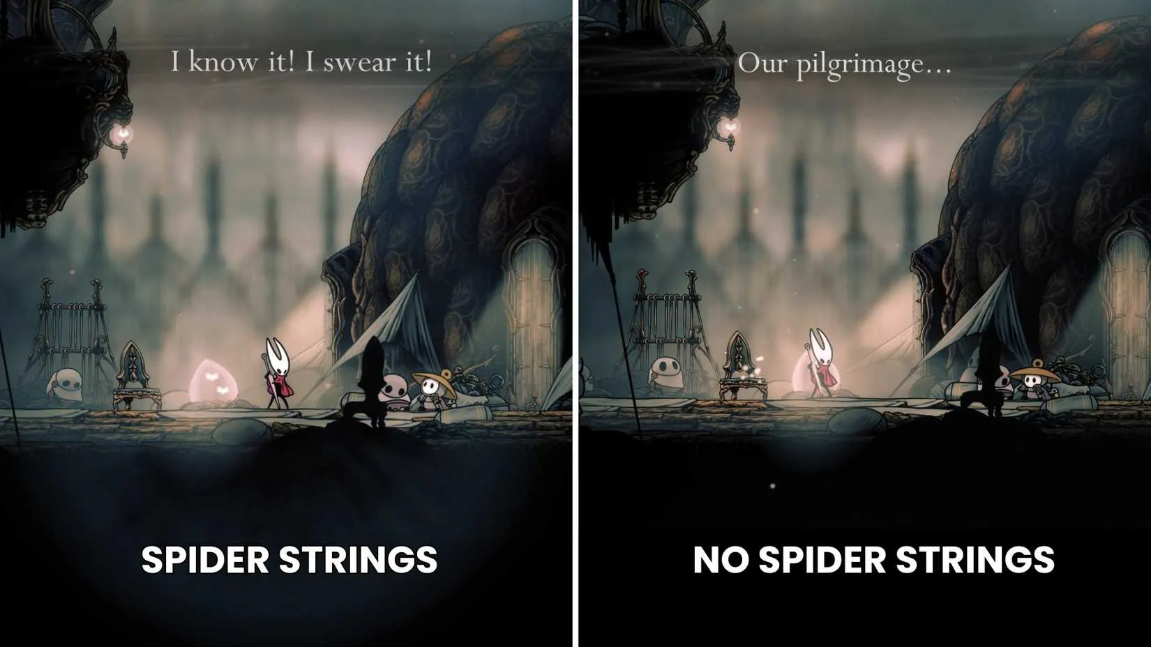 Side-by-side comparison of the Needolin effect with and without Spider Strings