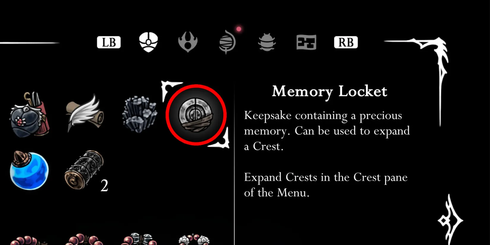 Memory Locket requirement circled in red in Hollow Knight: Silksong