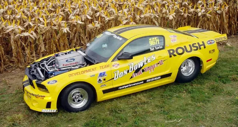 Yellow Don Bowles Jr drag Mustang