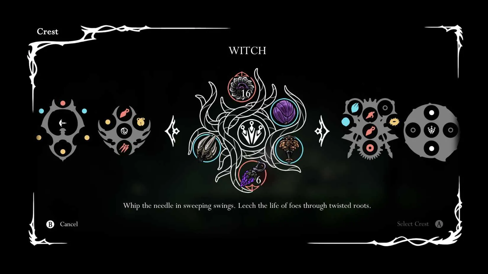 All Crests and Memory Locket slots in Silksong