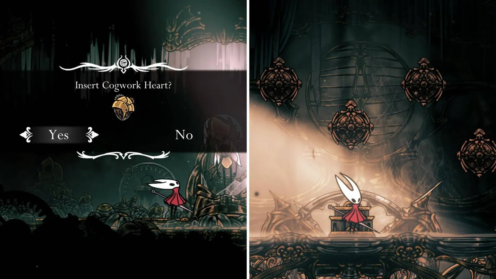 Map overview of the Cogheart piece locations in Hollow Knight Silksong