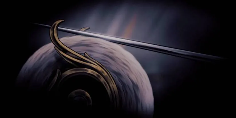 Hornet's needle being upgraded by Pinmaster Plinney in Hollow Knight Silksong