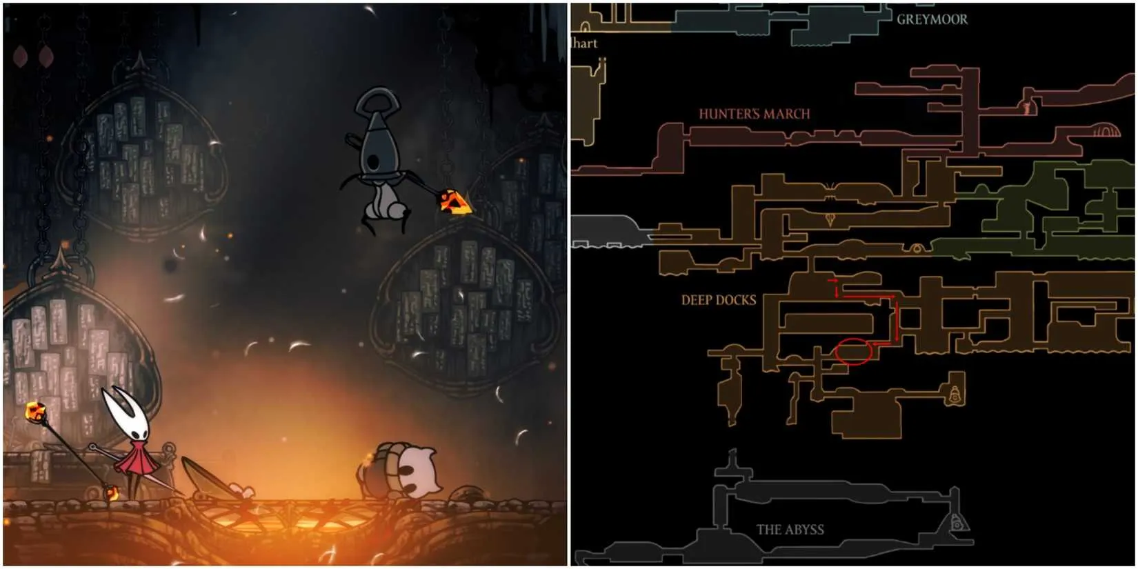 Map path showing the route from the Bench to the boss arena