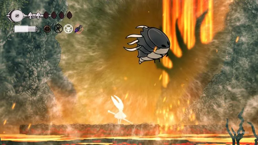 Sting Shard trap eliminating fire minion in Hollow Knight Silksong