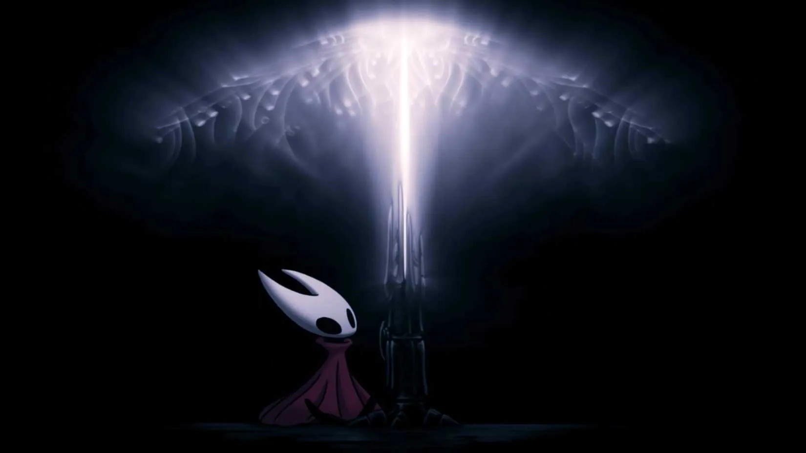 Hornet using the Farsight tool to check completion percentage in Silksong