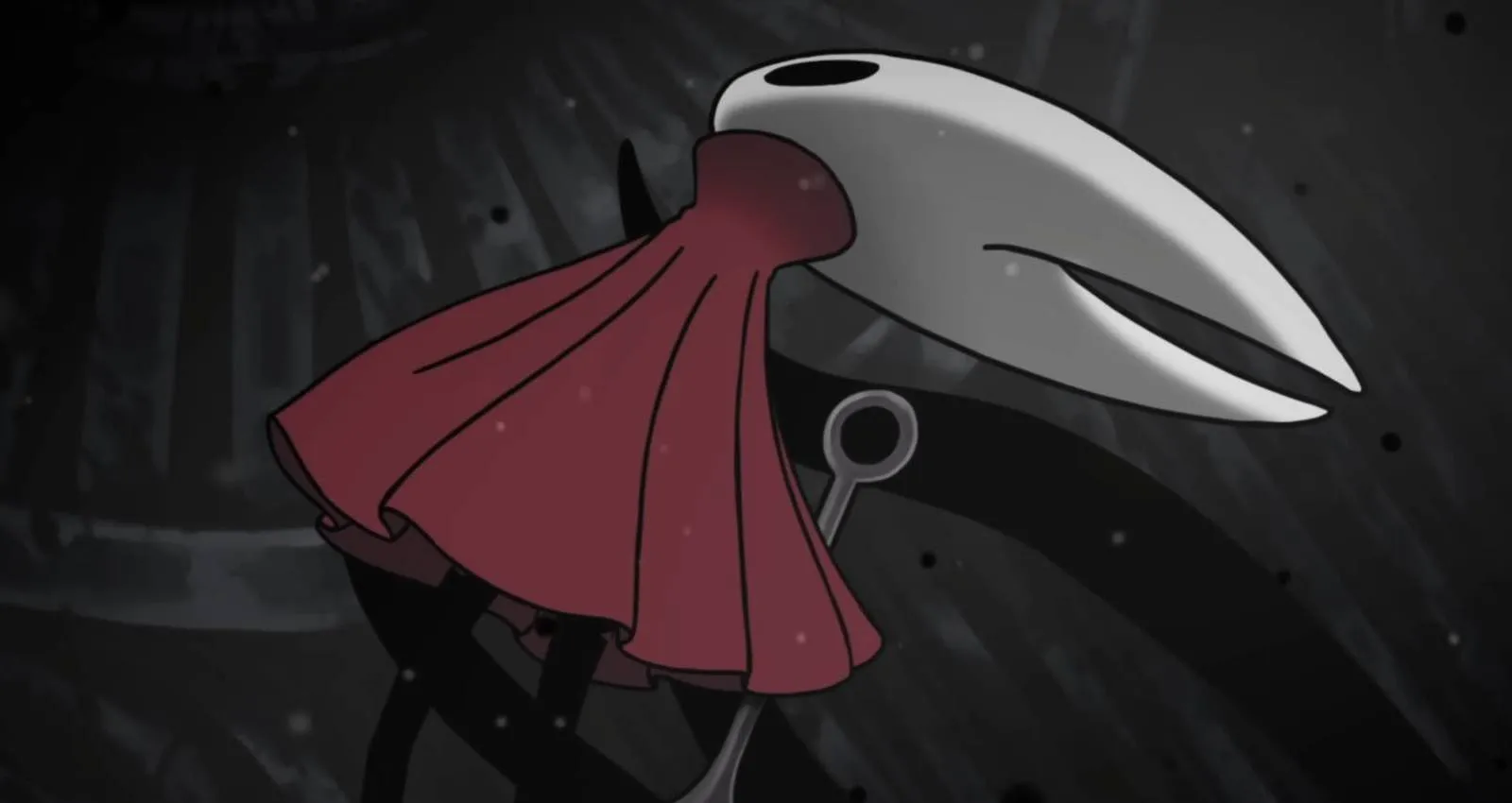 Hornet standing amid Silksong's mysterious landscape