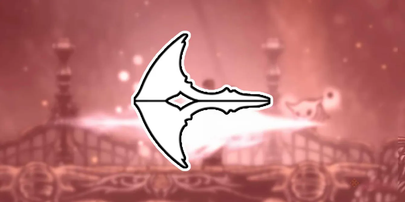 The symbol for Sharp Dart with Hornet rushing forward in Hollow Knight Silksong