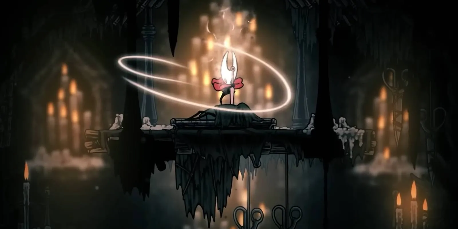 Hornet claiming a crest in Hollow Knight: Silksong