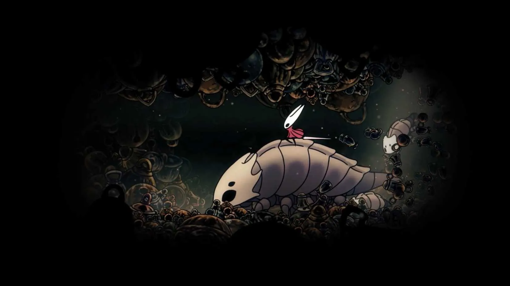 Hornet plays the Needolin with the Bell Beast and its young after defeating the Bell Eater