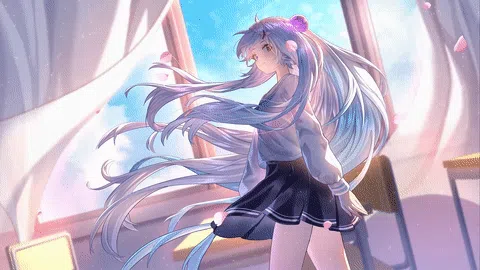 窗边长发少女