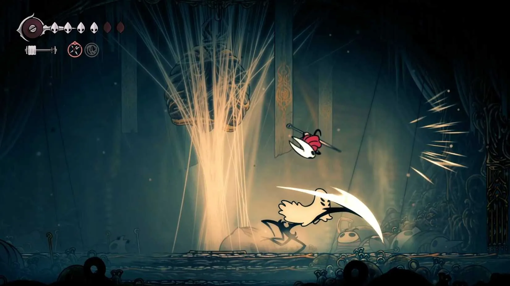 The Widow dashing across its arena in Hollow Knight Silksong