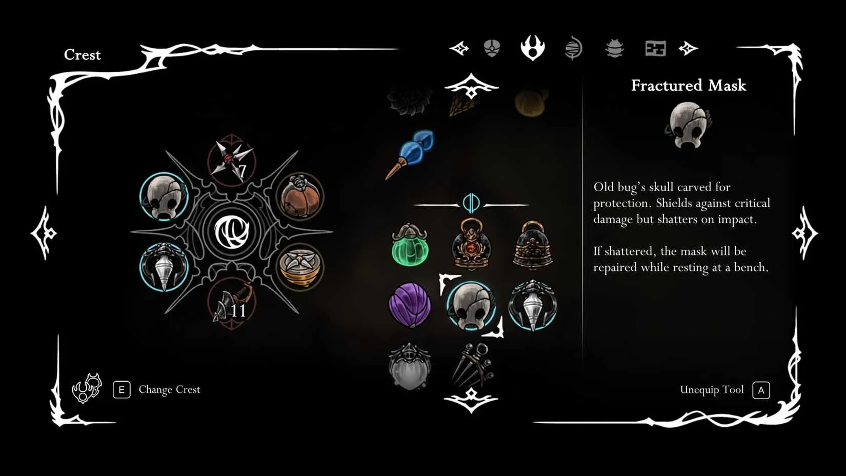 Fractured Mask description in Silksong