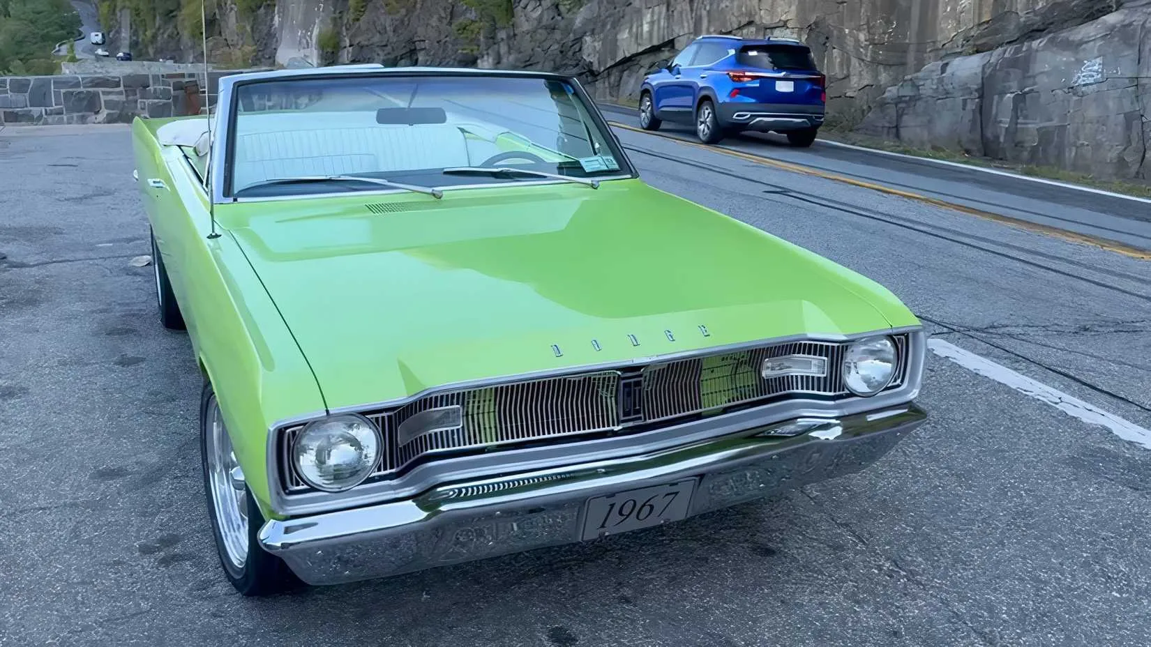 A 1967 Dodge Dart parked on a scenic overlook near Hawk&rsquo;s Nest in New York