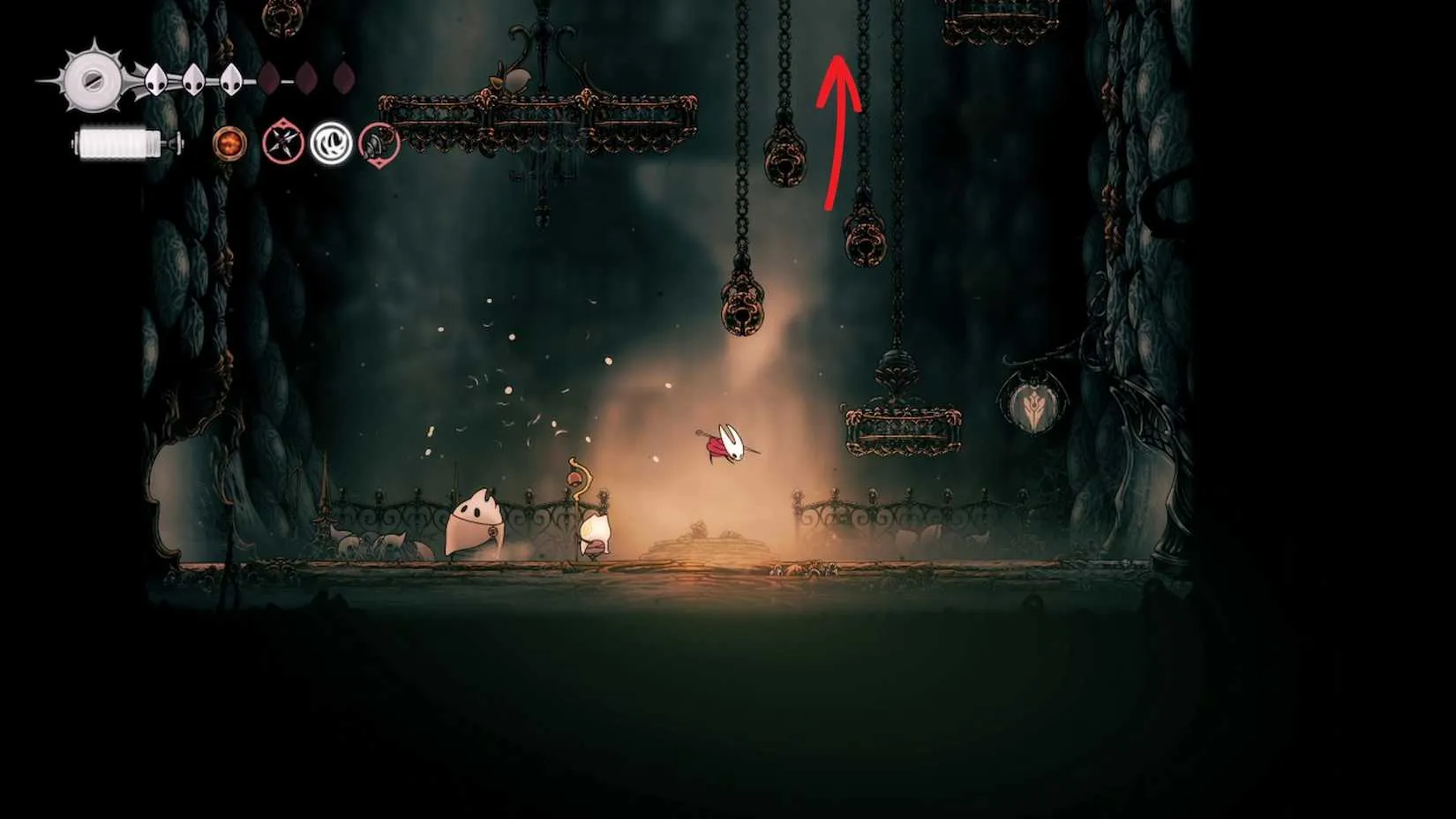 The Grand Bellway route with hanging bells and floating platforms in Silksong