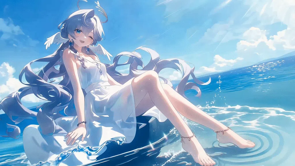 知更鸟海边白裙