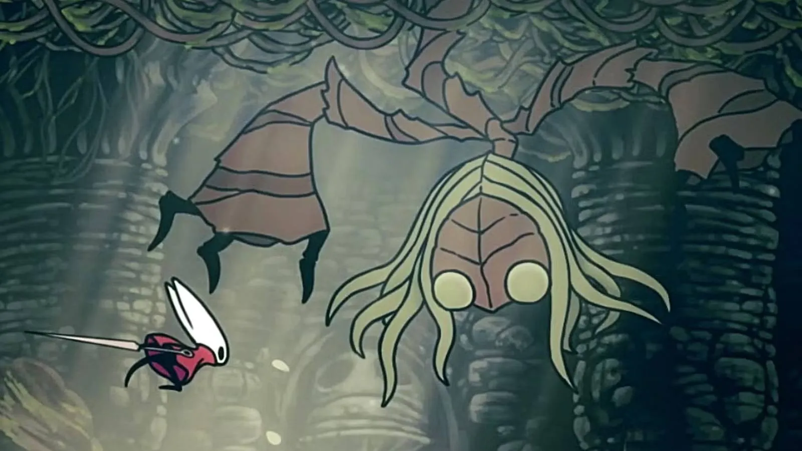 A stunning shot of the Sister Splinter boss in Hollow Knight Silksong