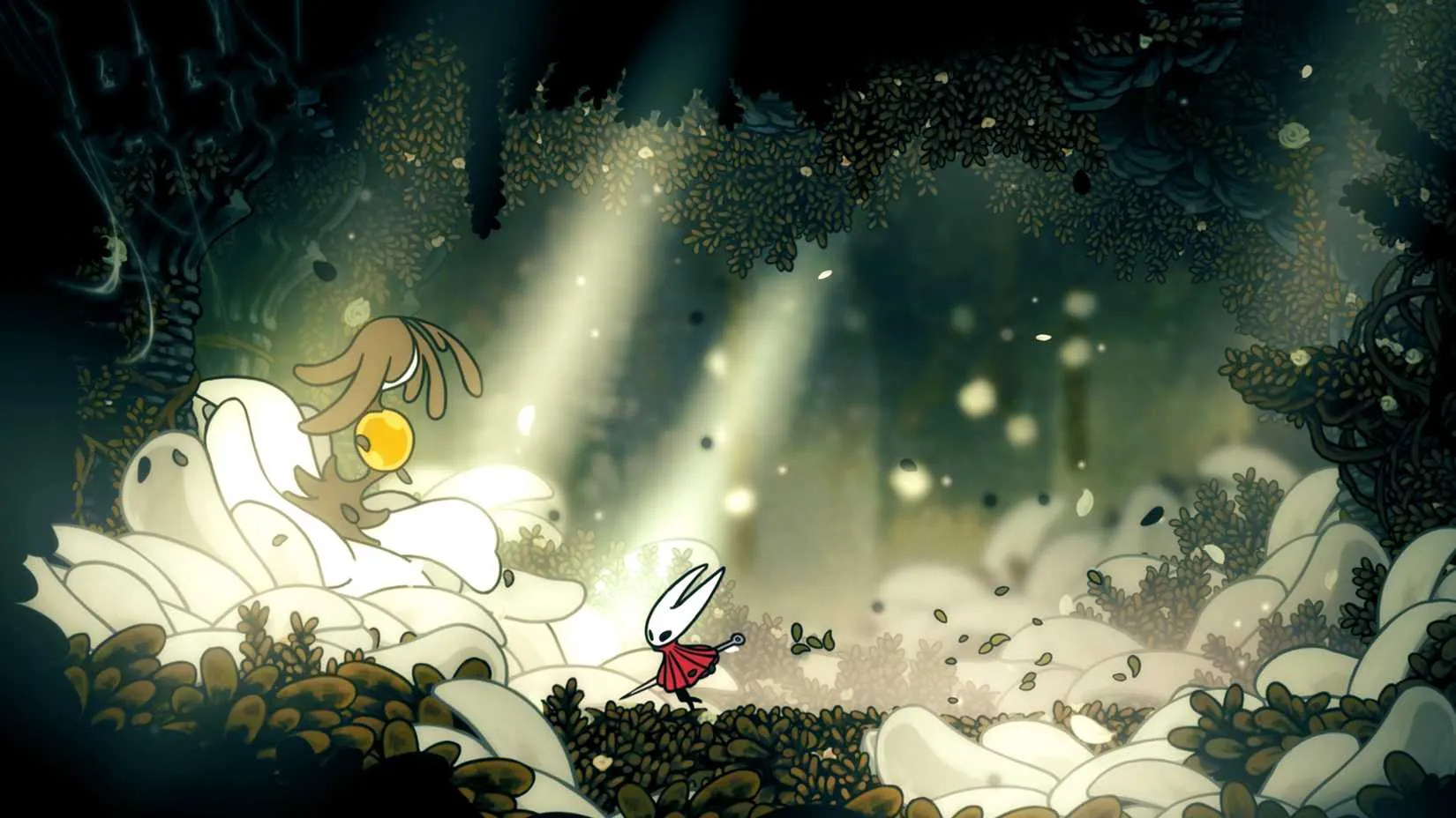 The dense and eerie location of Heart of Woods in Hollow Knight Silksong