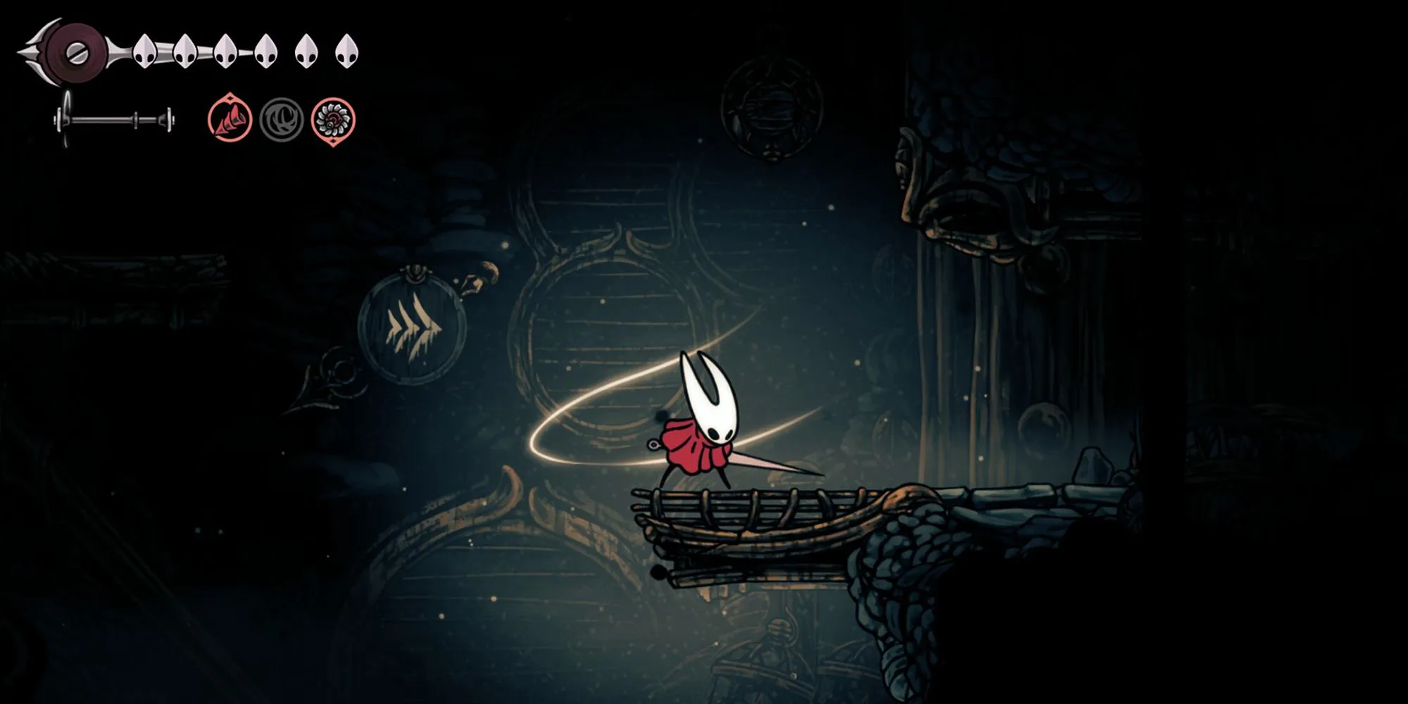 Hornet taunting an enemy in Silksong