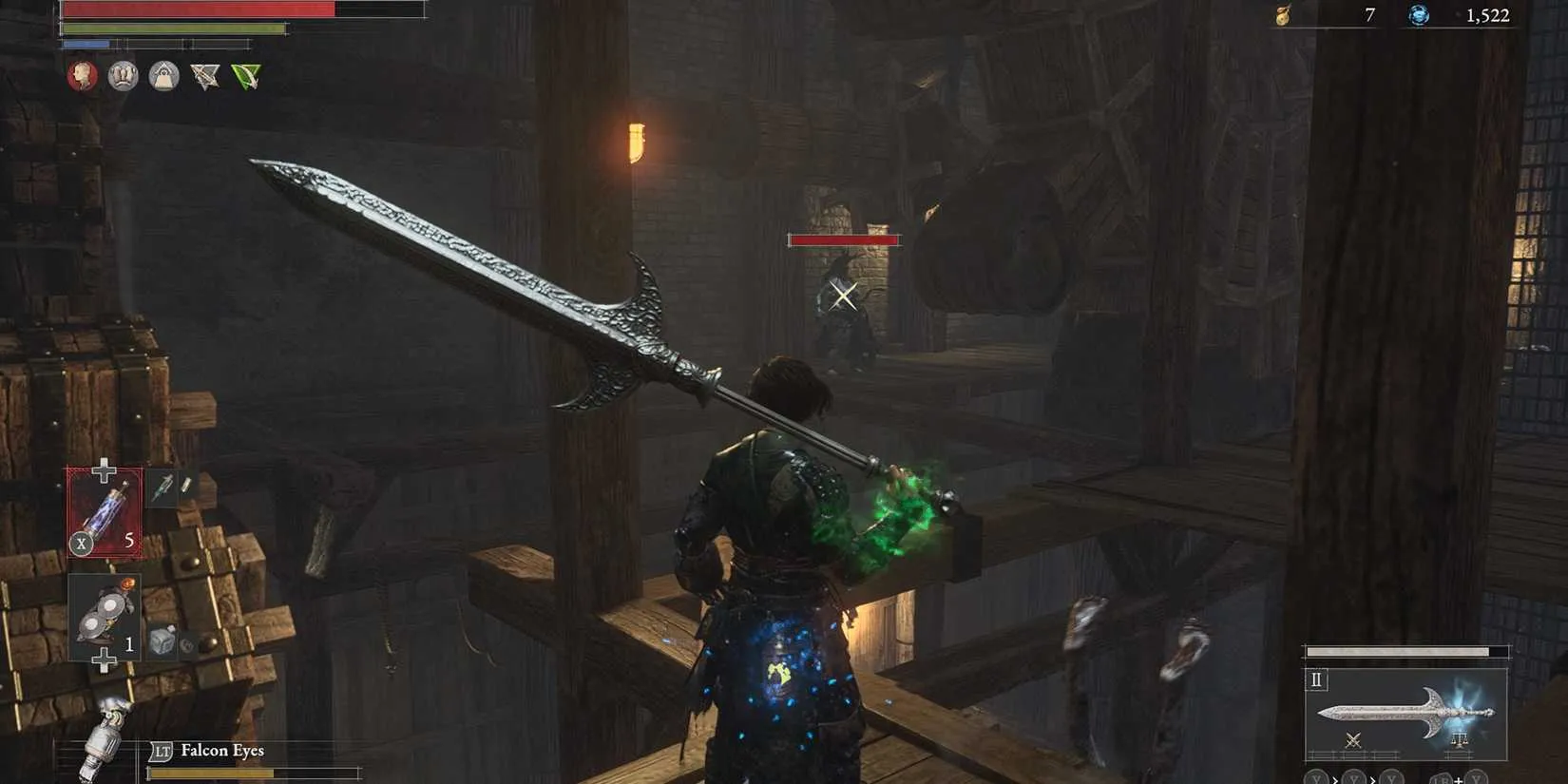 A battle scene from Lies of P showing a puppet enemy