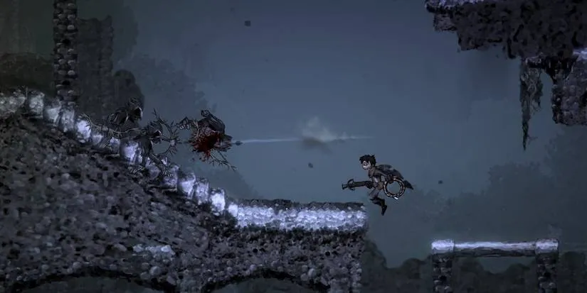 A dark, atmospheric scene from Salt and Sanctuary