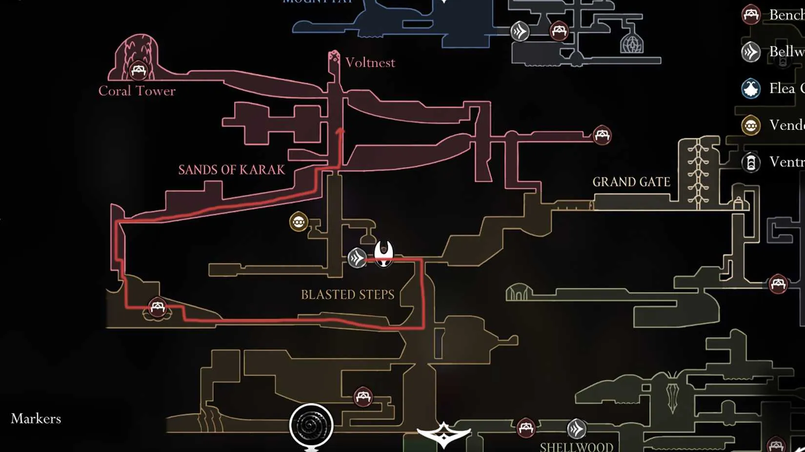 Blasted Steps to Sands of Karak shortcut in Silksong