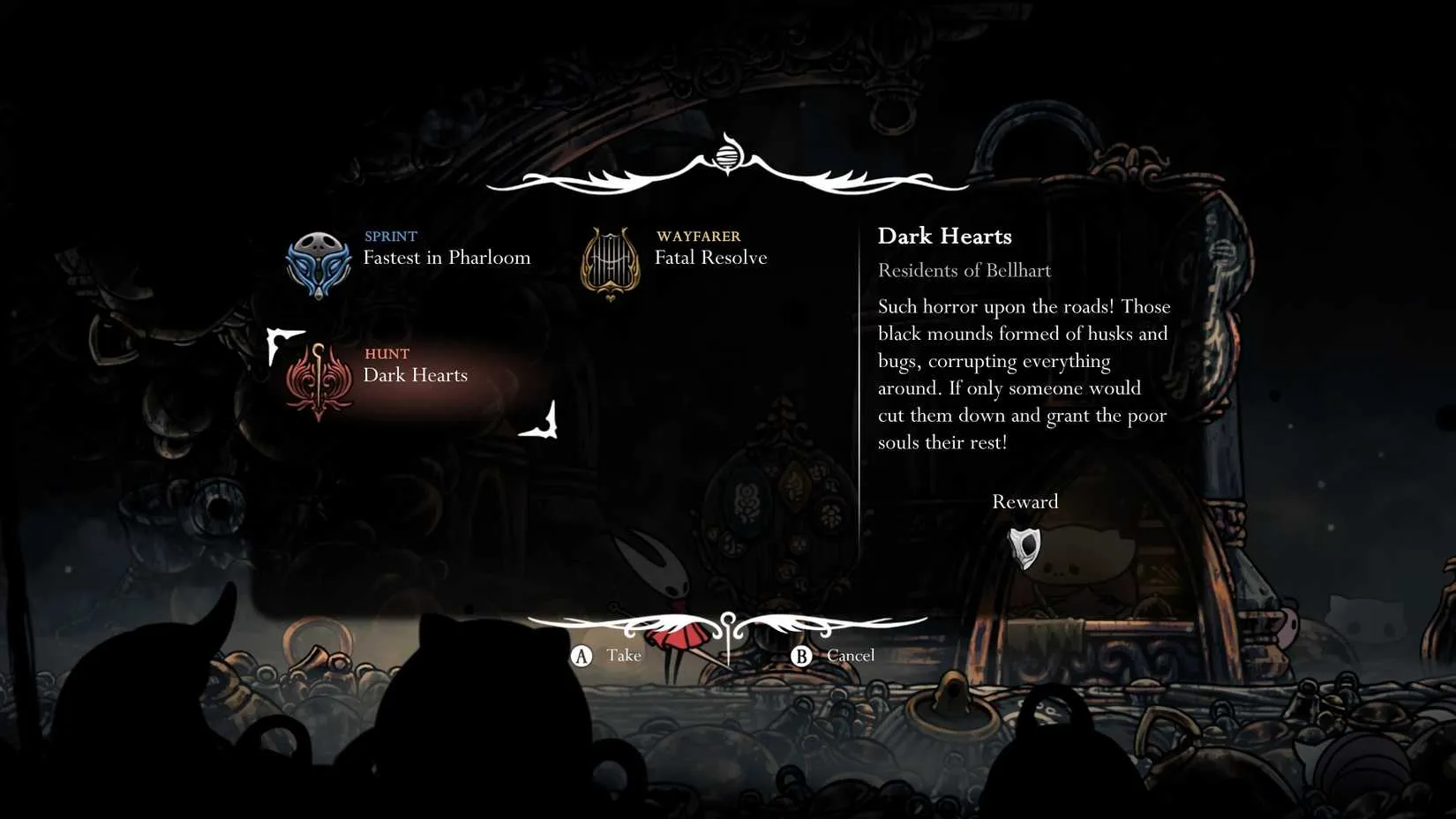 Dark Hearts quest area in Silksong