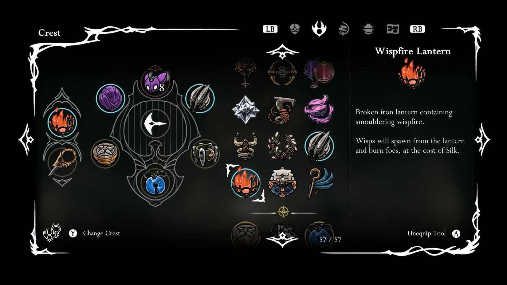 Lantern-type tool for Nyleth fight in Hollow Knight Silksong