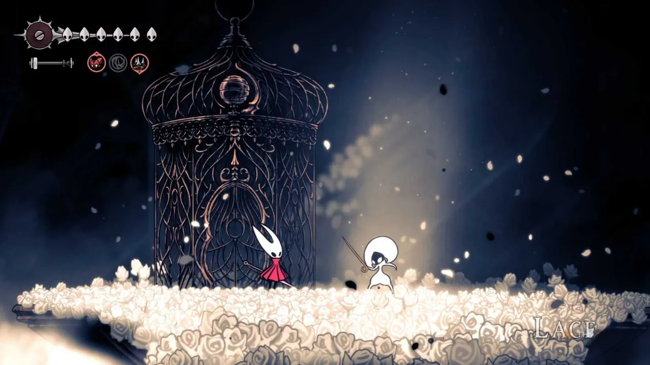 Hornet beginning the Lace boss fight in the Cradle