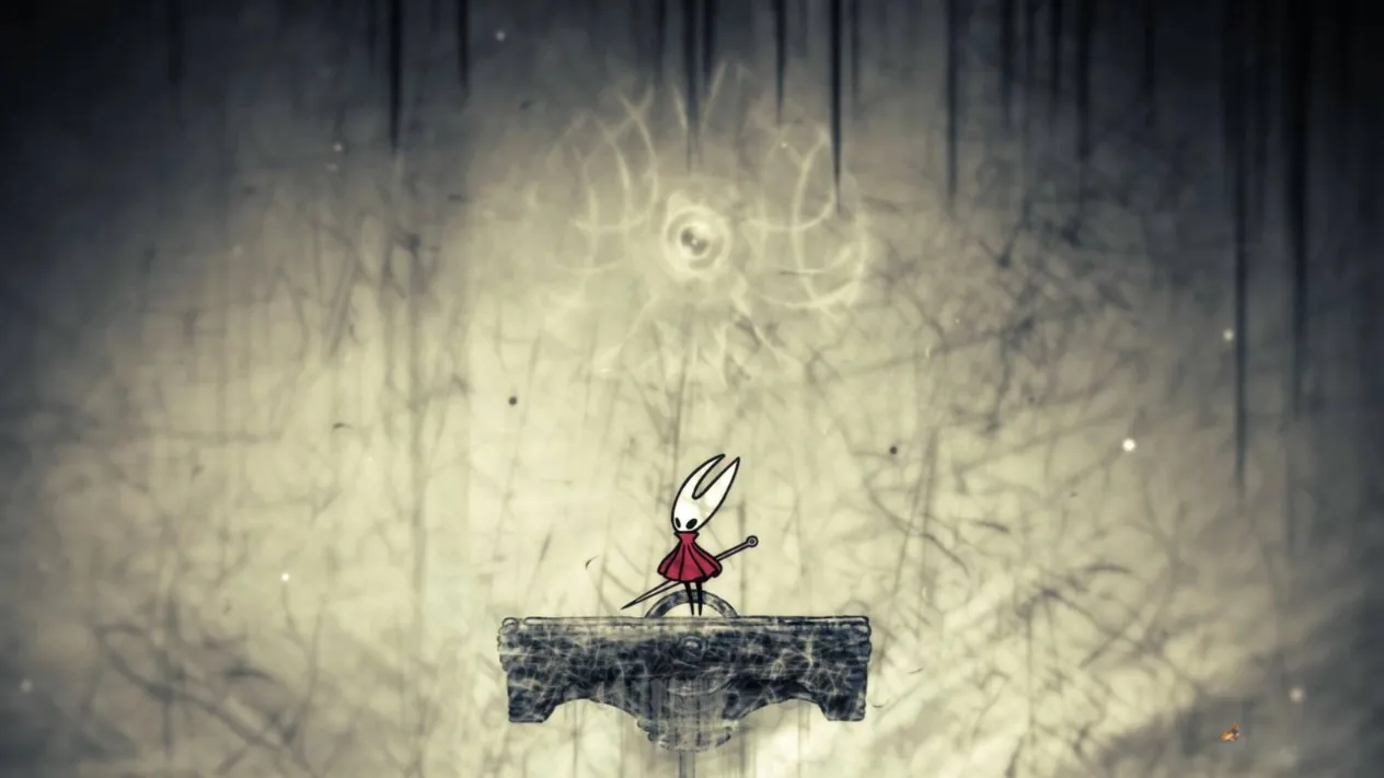 Hornet surrounded by stacked Lifeblood Hearts after overdosing the Plasmium Phial in Hollow Knight: Silksong