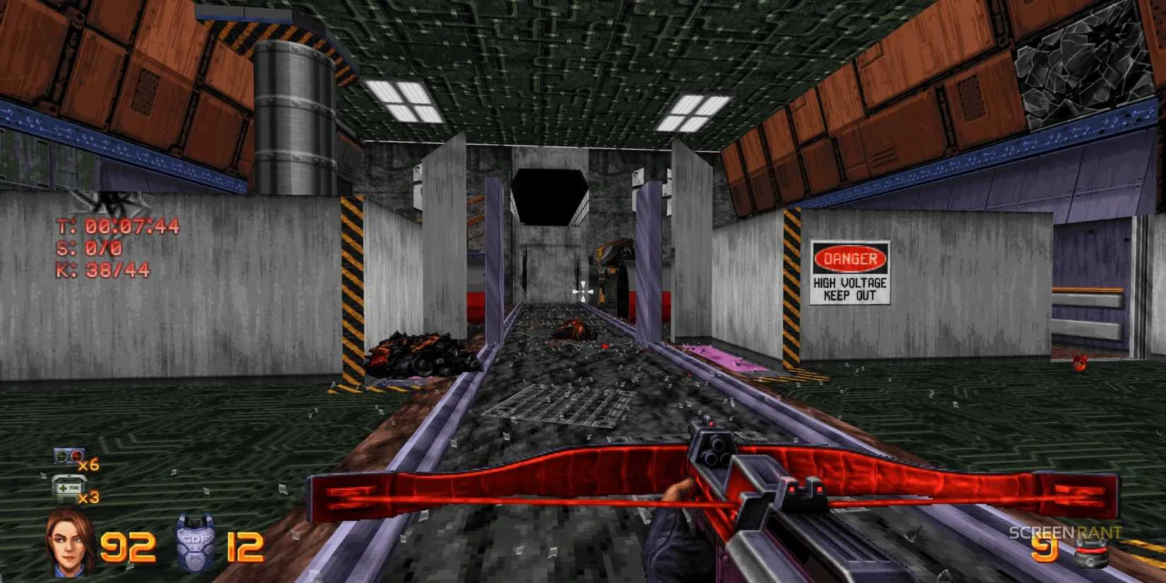 Shooting a robot with a crossbow in Ion Fury