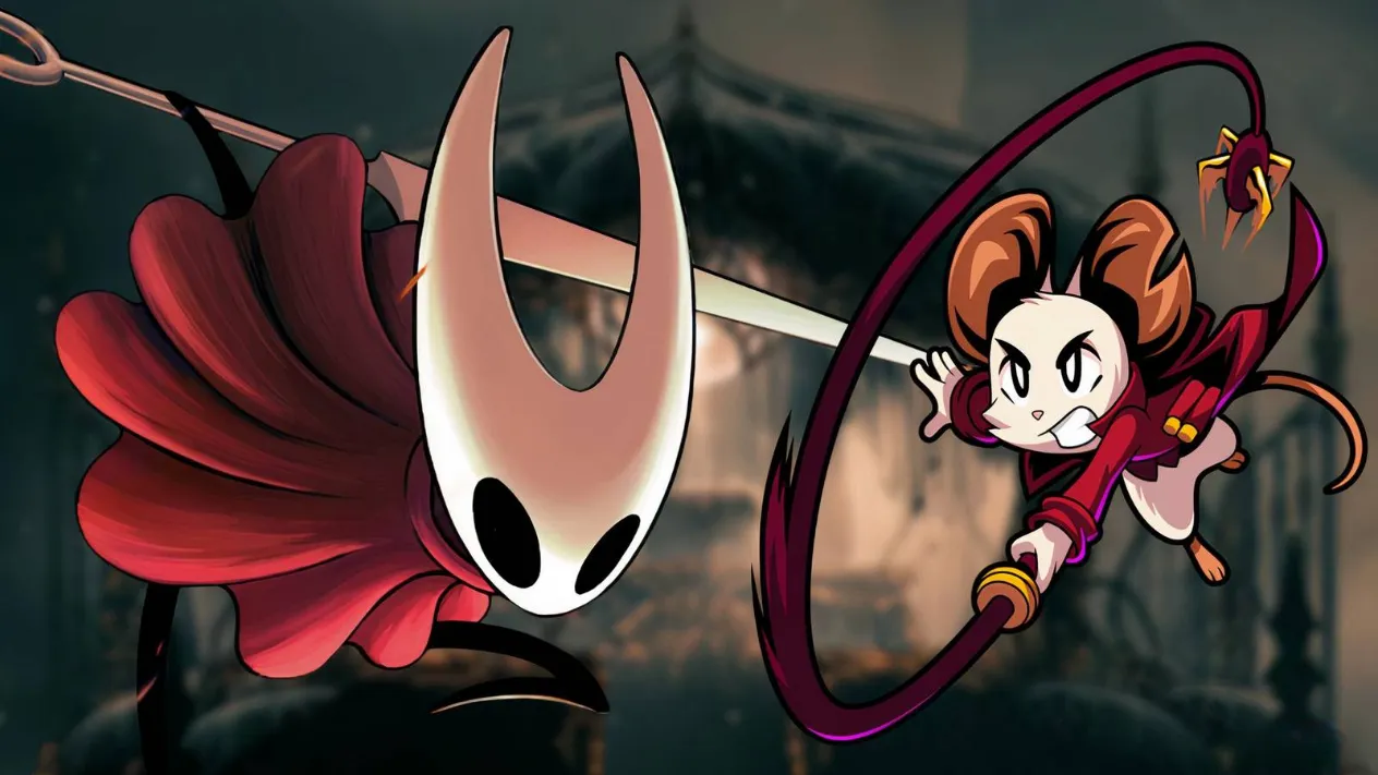 Mina the Hollower promotional key art featuring a mouse hero under a moonlit sky