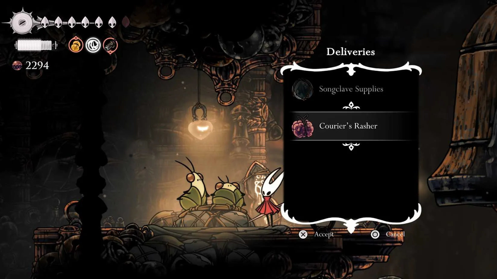 Courier's Rasher location in Silksong showing Bellhart area