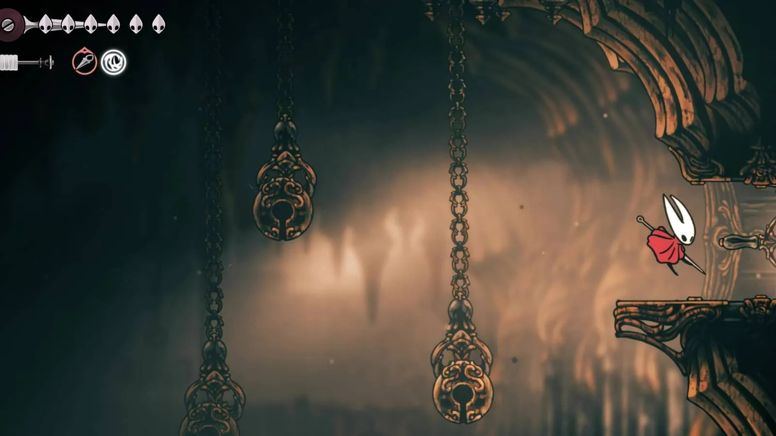 Hornet in the Choral Chambers from Hollow Knight: Silksong