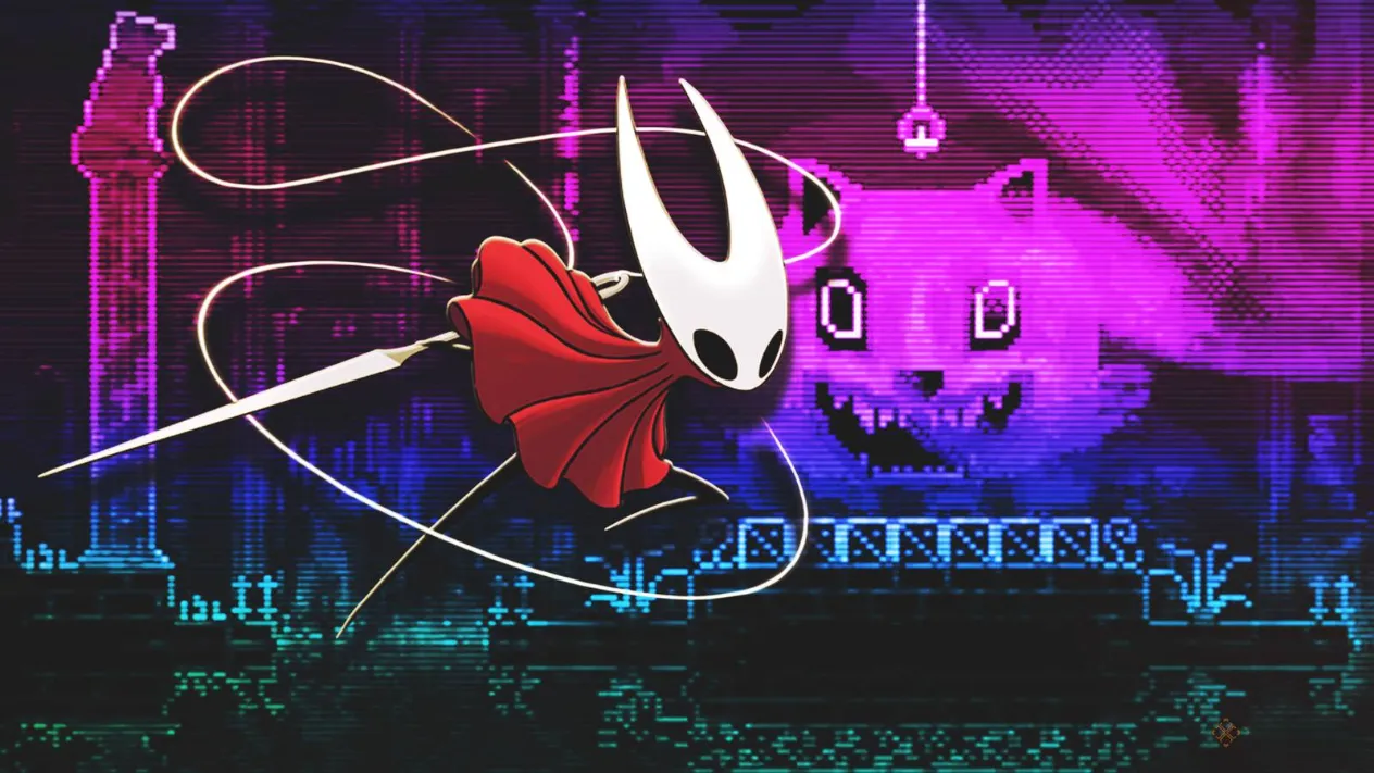 A moody pixel-art comparison of Hollow Knight Silksong and Animal Well