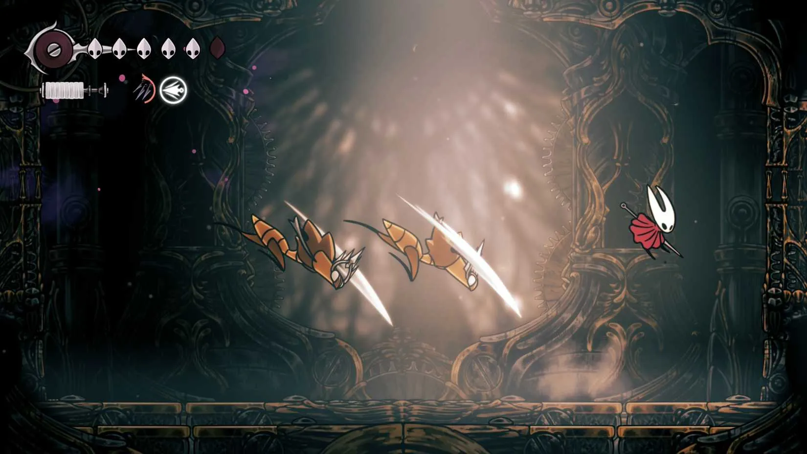 Cogwork Dancers attack in Hollow Knight Silksong