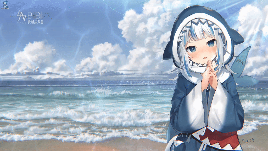 Gawr Gura | 小鲨鱼陪伴你在海滩旁~【4K】—AiKuzz