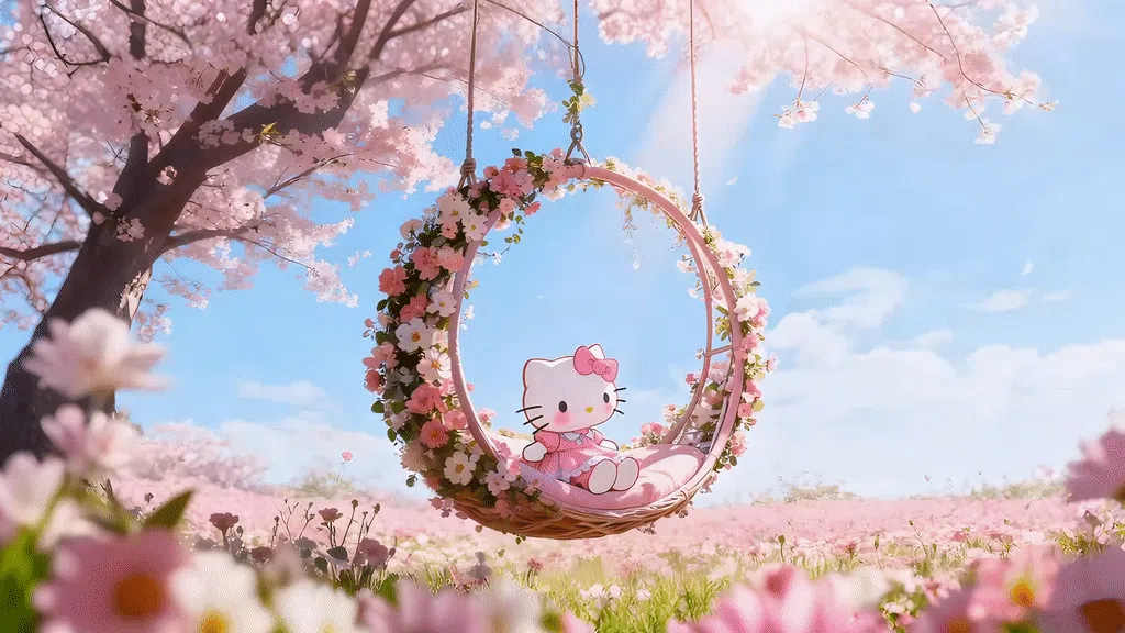 凯蒂猫荡秋千