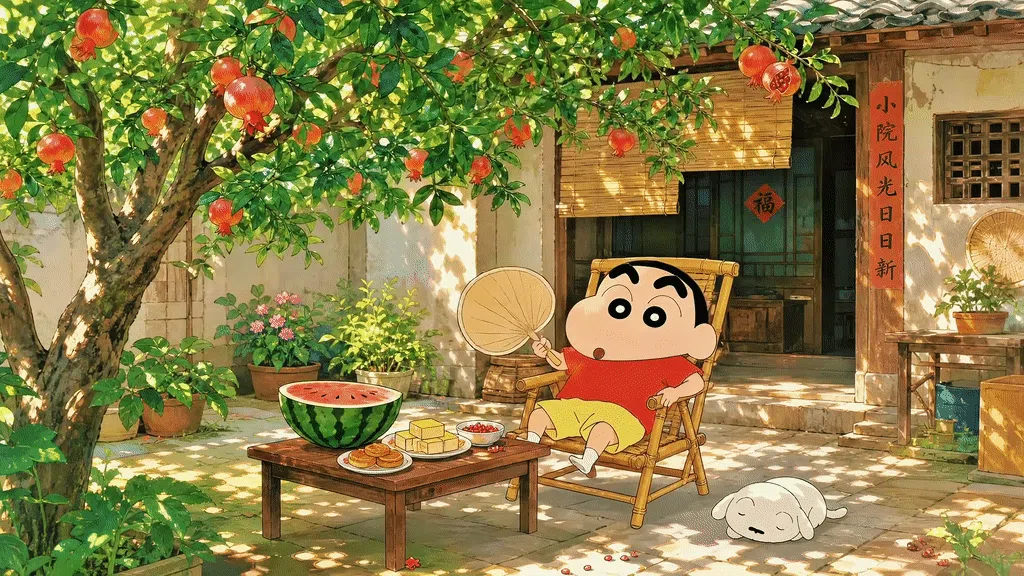 乡村小院小憩的小新和小白