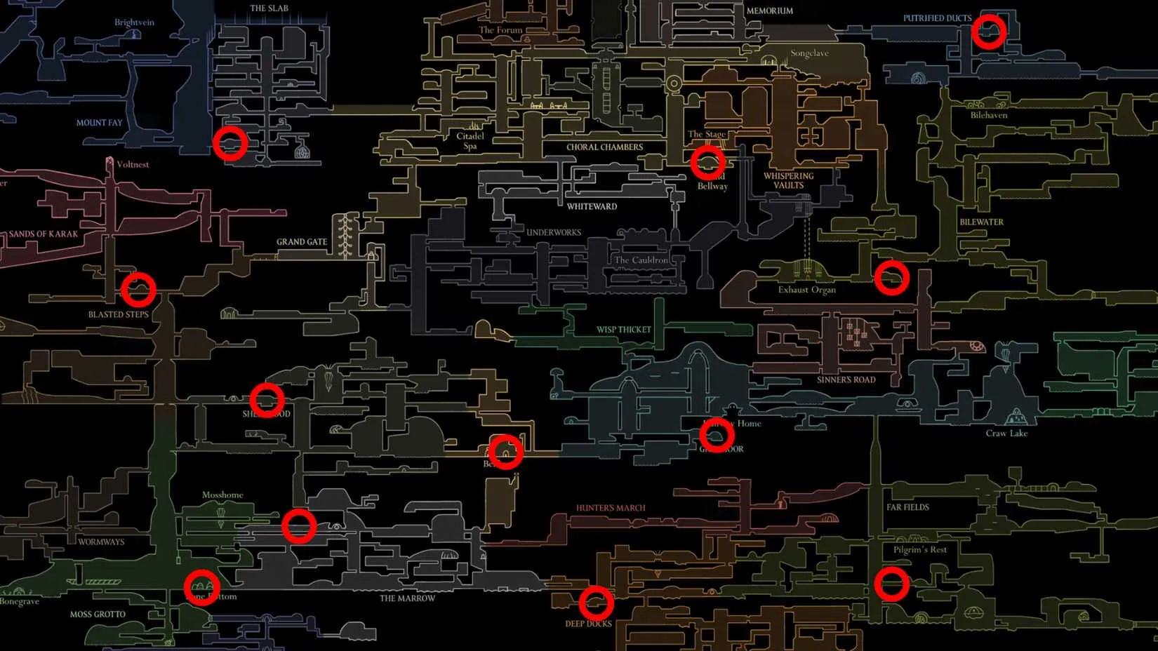 Silksong all fast travel locations every Bellway Station Bell Beast location map
