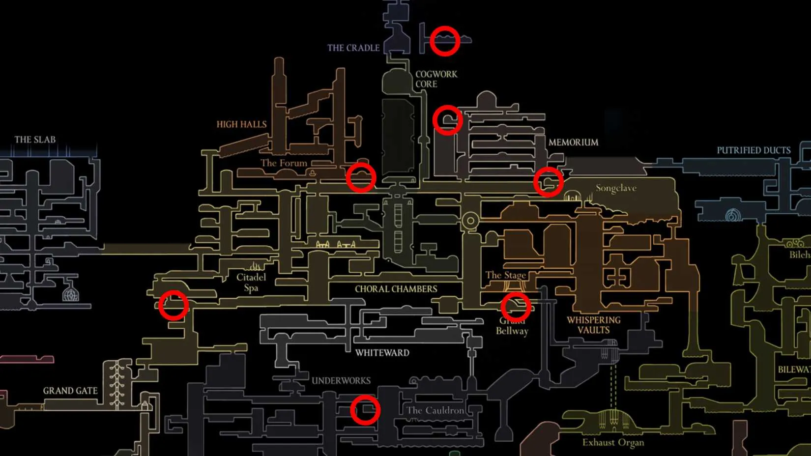 Silksong all fast travel locations every Ventrica location map